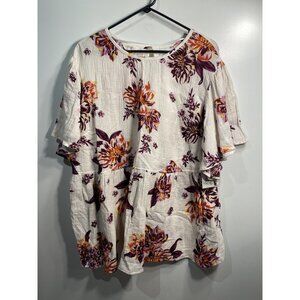 terra & sky womens short sleeve blouse top shirt plus size 1X 16w 18w floral